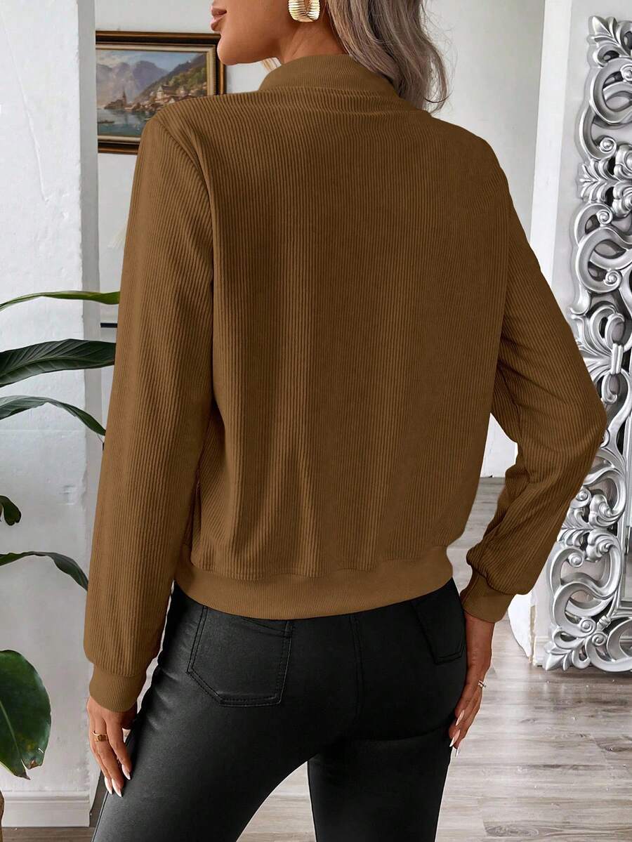 Calvaya Zip Up Bomber Jacket Fall Winter Cloth For Women