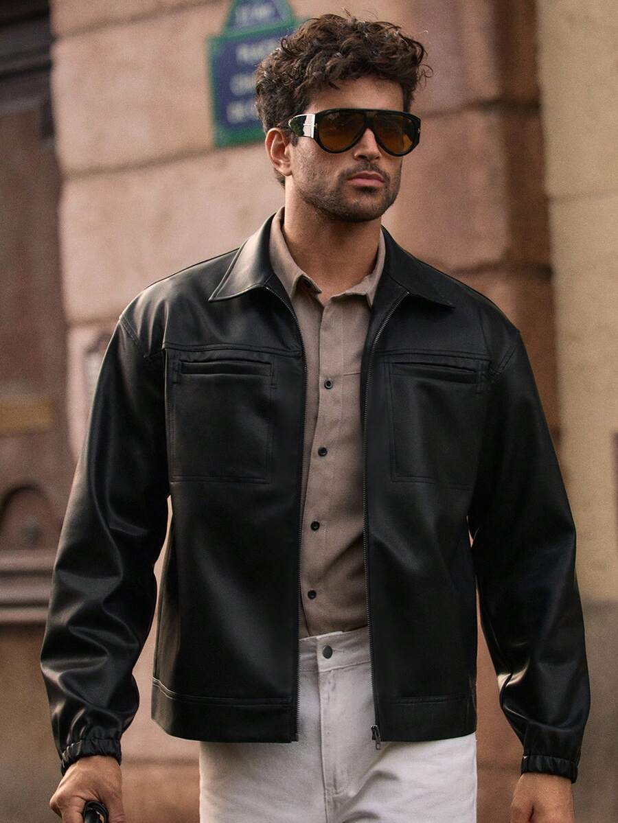 HIMLAND Men's Casual Floral Embroidered Jacket, Suitable For Everyday Wear, Fall, Winter