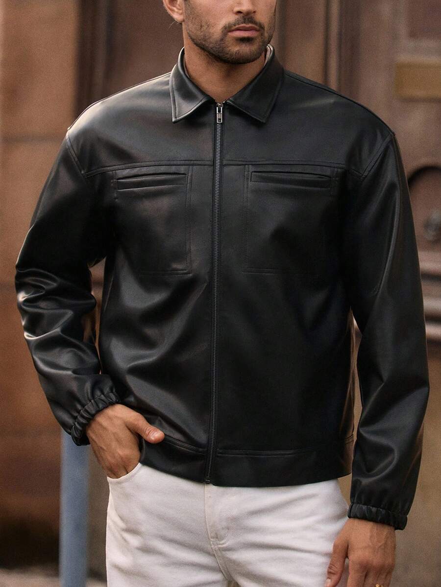 HIMLAND Men's Casual Floral Embroidered Jacket, Suitable For Everyday Wear, Fall, Winter