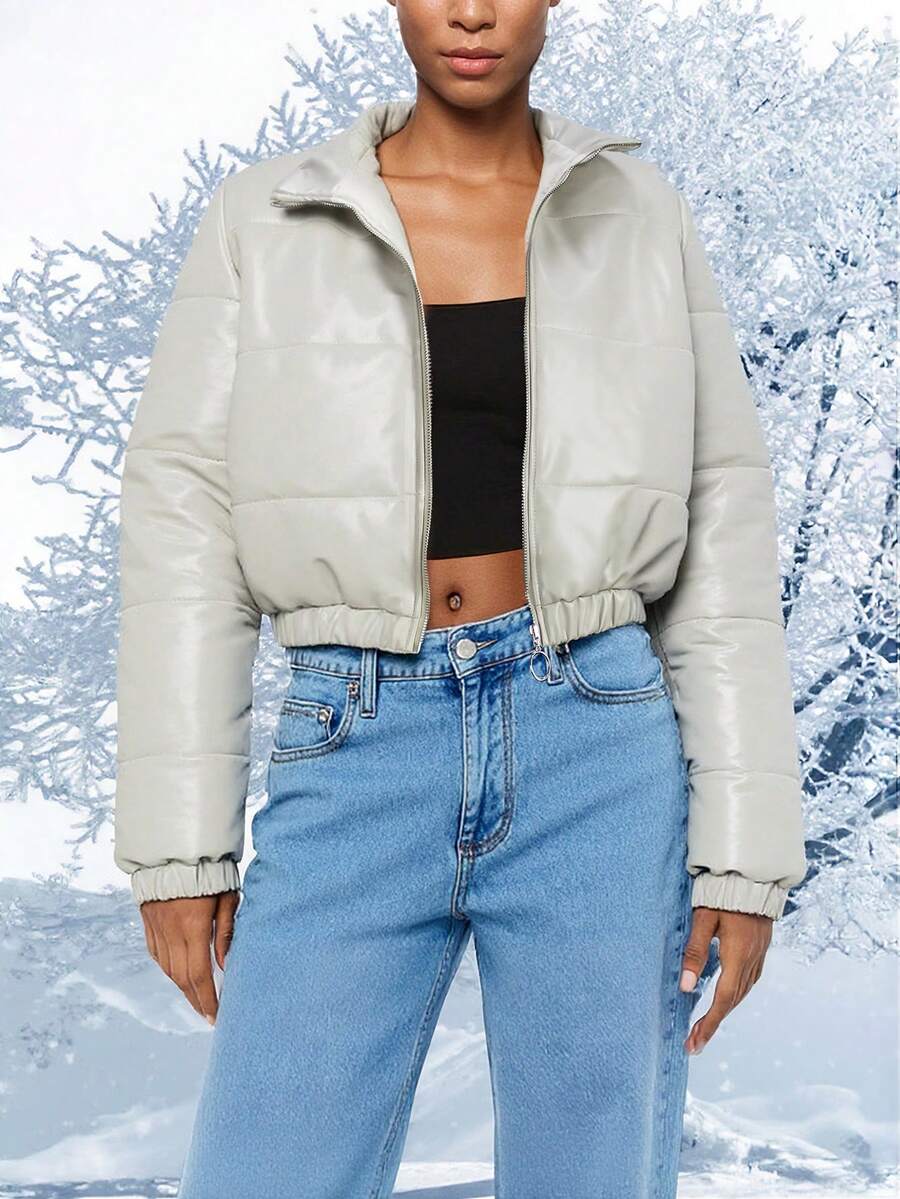 Winter Fashion Black Short Outdoor Warm Winter Jacket. Zipper Flap With Pocket.
