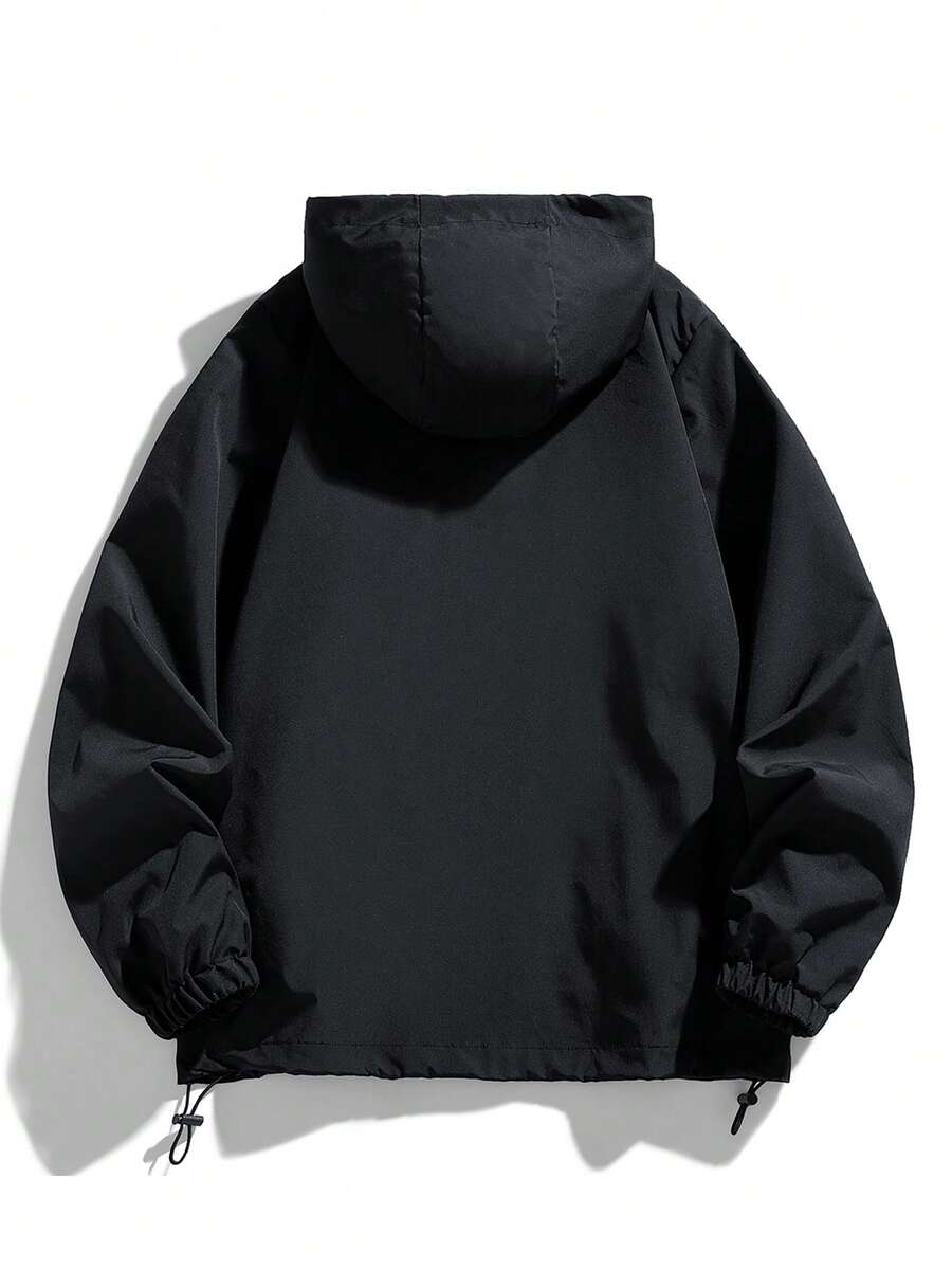 Lightweight Windbreaker Men Casual Hooded Jacket Lightweight Zip-Up Windbreaker With Drawstring