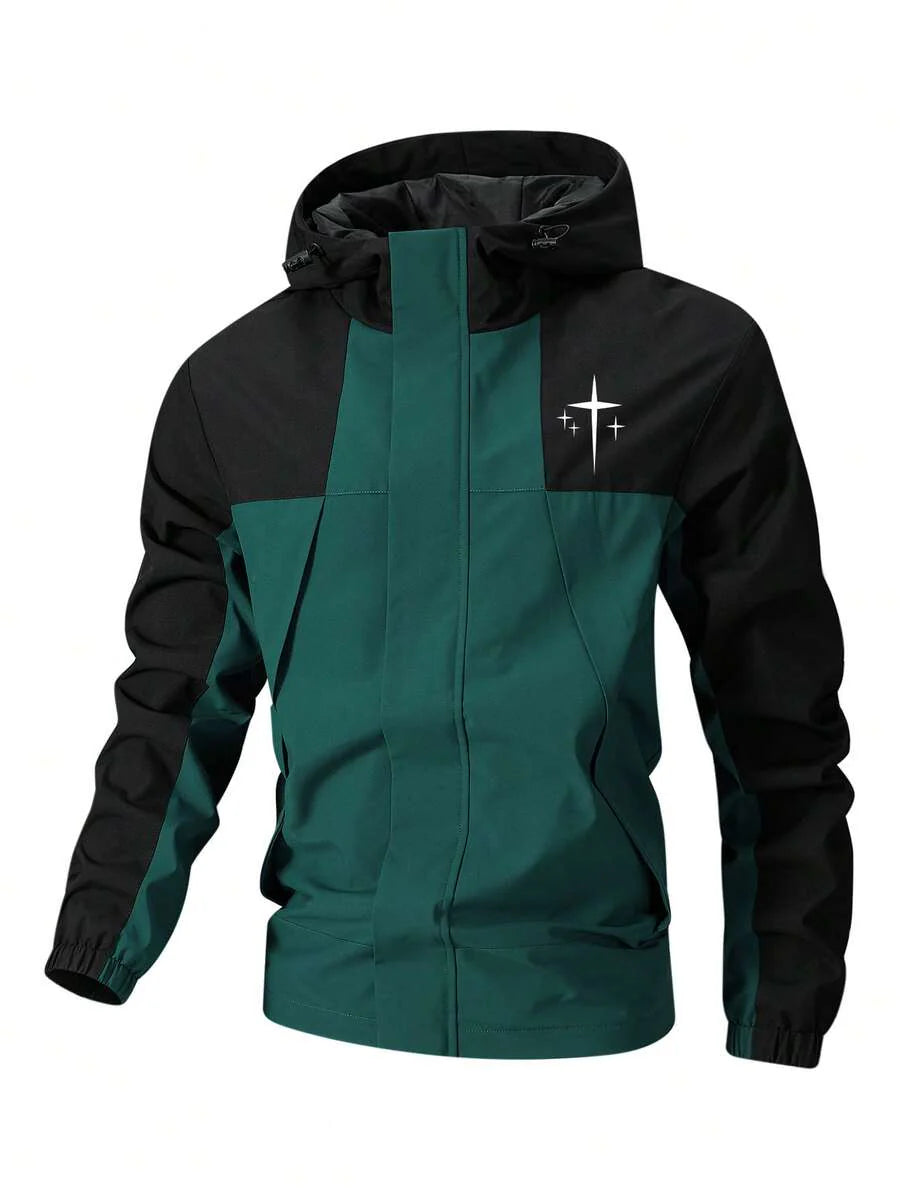 2025 New Men's Winter Jacket, Camping Christmas New Arrival Men's Contrast Color Hooded Jacket