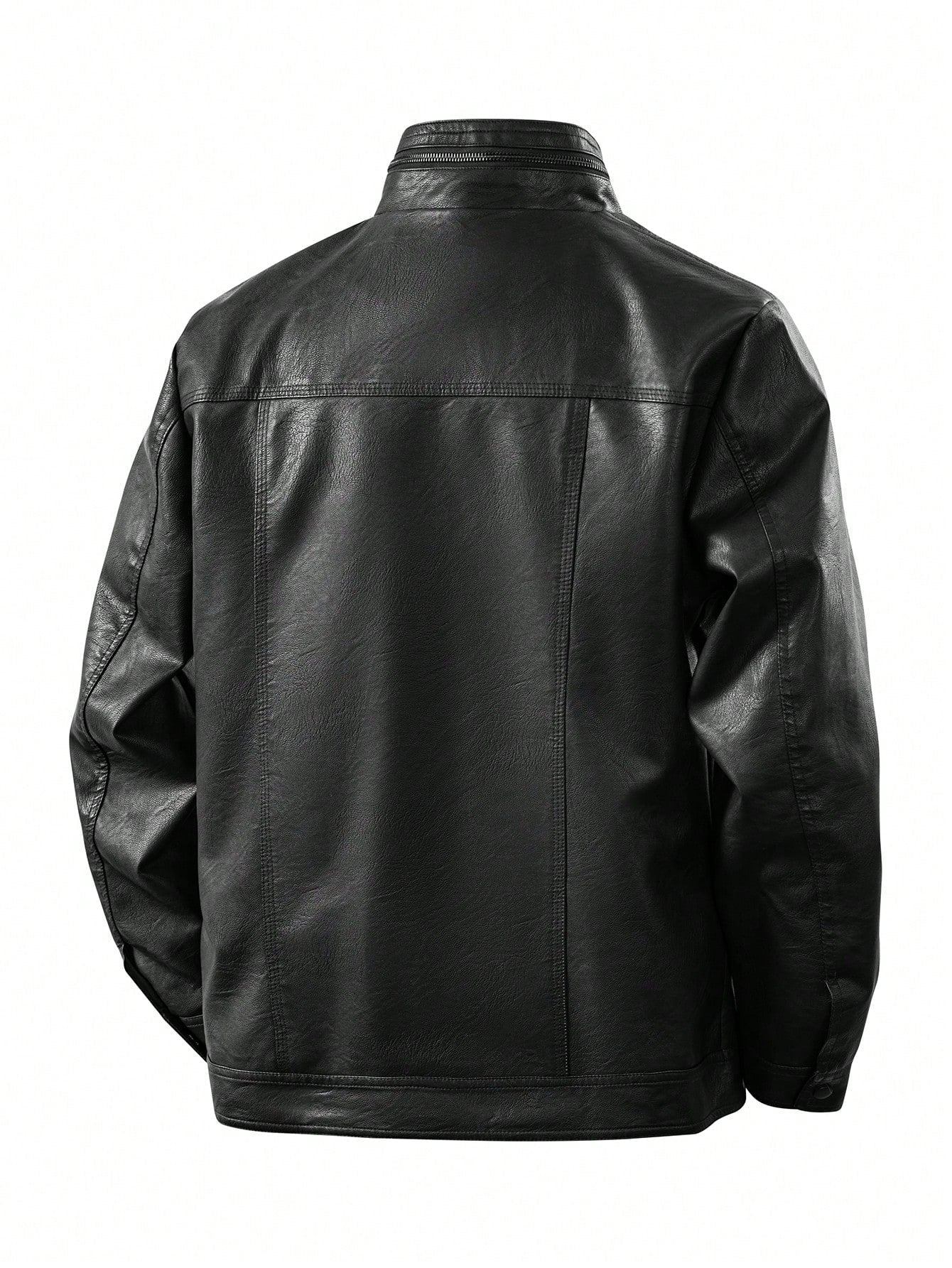 Men's Autumn/Winter Motorcycle Jacket, Korean Style PU Leather Stand Collar Casual Leather Coat