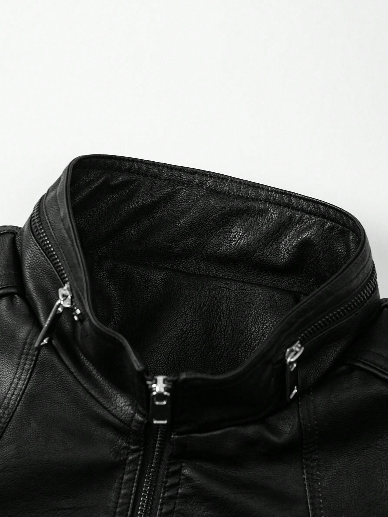 Men's Autumn/Winter Motorcycle Jacket, Korean Style PU Leather Stand Collar Casual Leather Coat