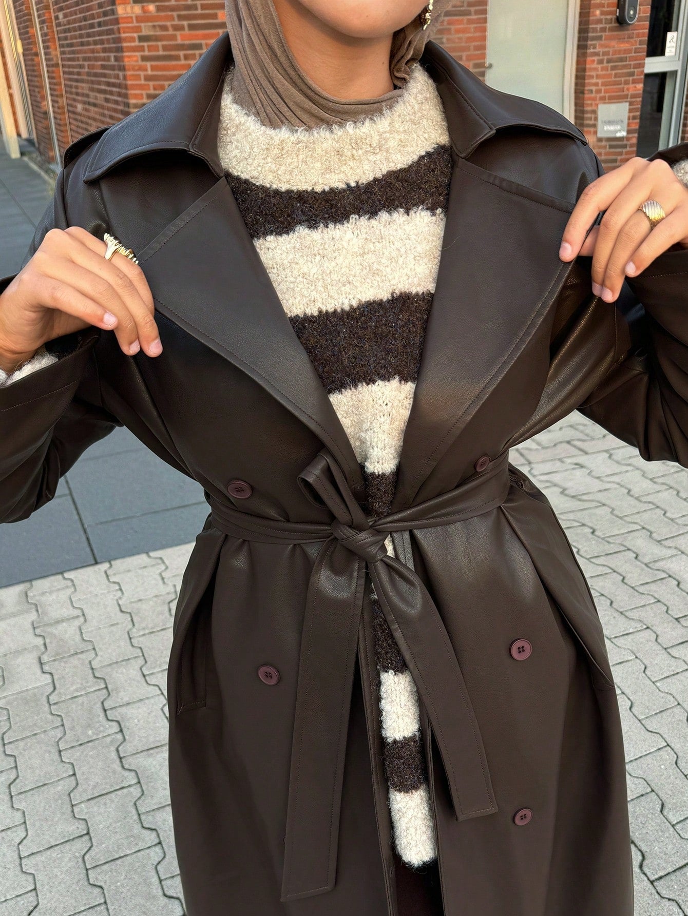 Livesso New Autumn/Winter Loose Casual Elegant Heavy-Duty PU Long Women's Regular Jacket