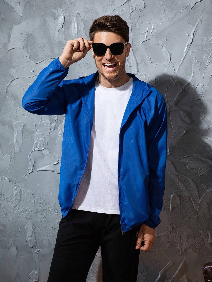 Men's Lightweight Jacket Outdoor Casual Windbreaker Waterproof Ultra-Light Solid Color Jacket Cycling Long Sleeve Coat
