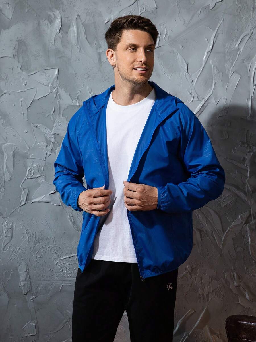 Men's Lightweight Jacket Outdoor Casual Windbreaker Waterproof Ultra-Light Solid Color Jacket Cycling Long Sleeve Coat