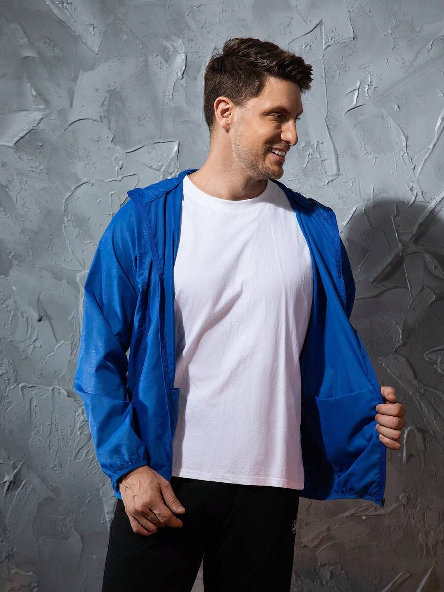 Men's Lightweight Jacket Outdoor Casual Windbreaker Waterproof Ultra-Light Solid Color Jacket Cycling Long Sleeve Coat