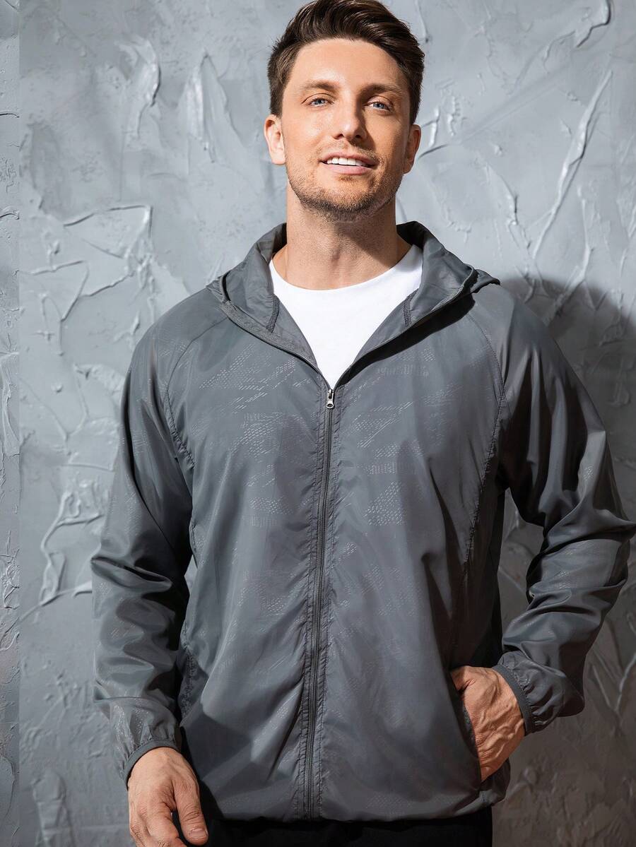 Men's Lightweight Jacket Outdoor Casual Windbreaker Waterproof Ultra-Light Solid Color Jacket Cycling Long Sleeve Coat