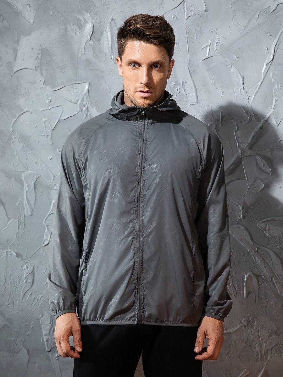 Men's Lightweight Jacket Outdoor Casual Windbreaker Waterproof Ultra-Light Solid Color Jacket Cycling Long Sleeve Coat