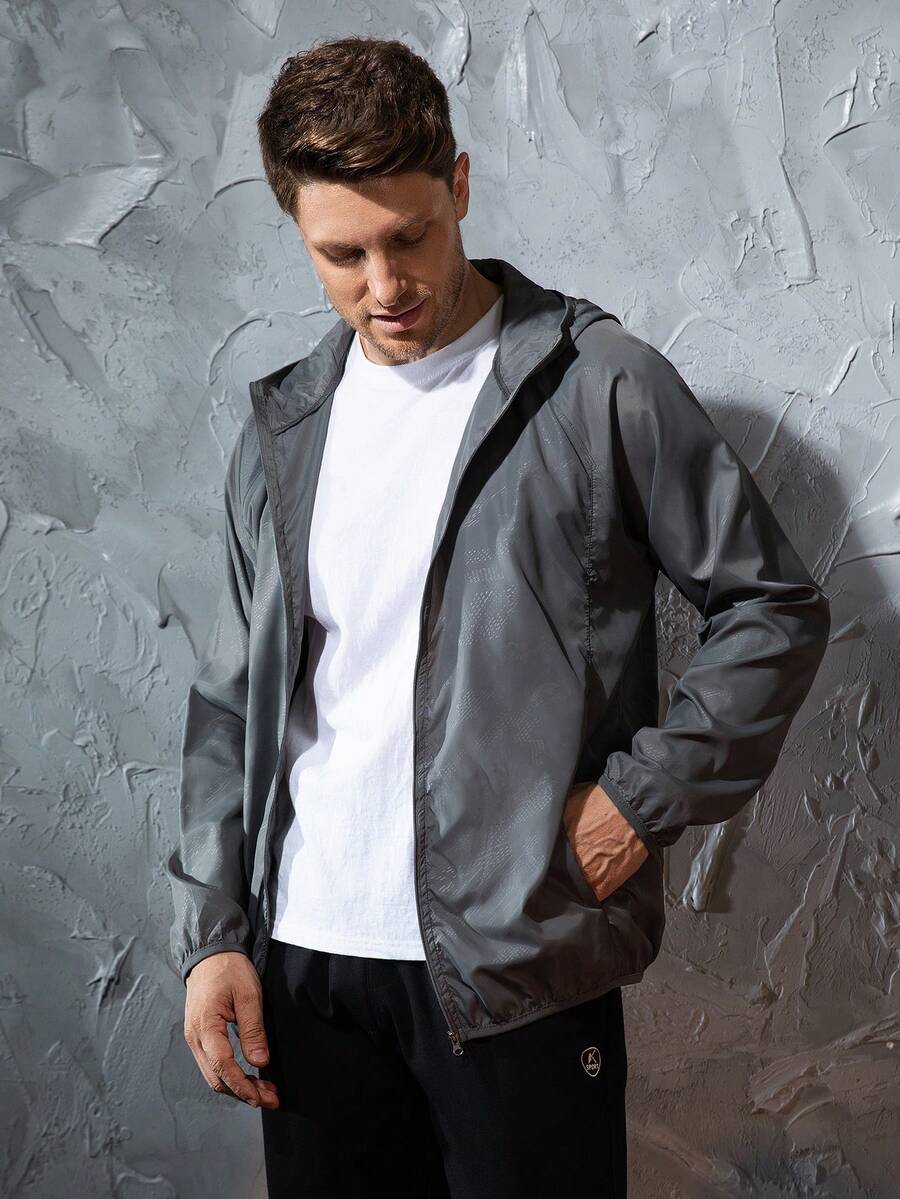 Men's Lightweight Jacket Outdoor Casual Windbreaker Waterproof Ultra-Light Solid Color Jacket Cycling Long Sleeve Coat