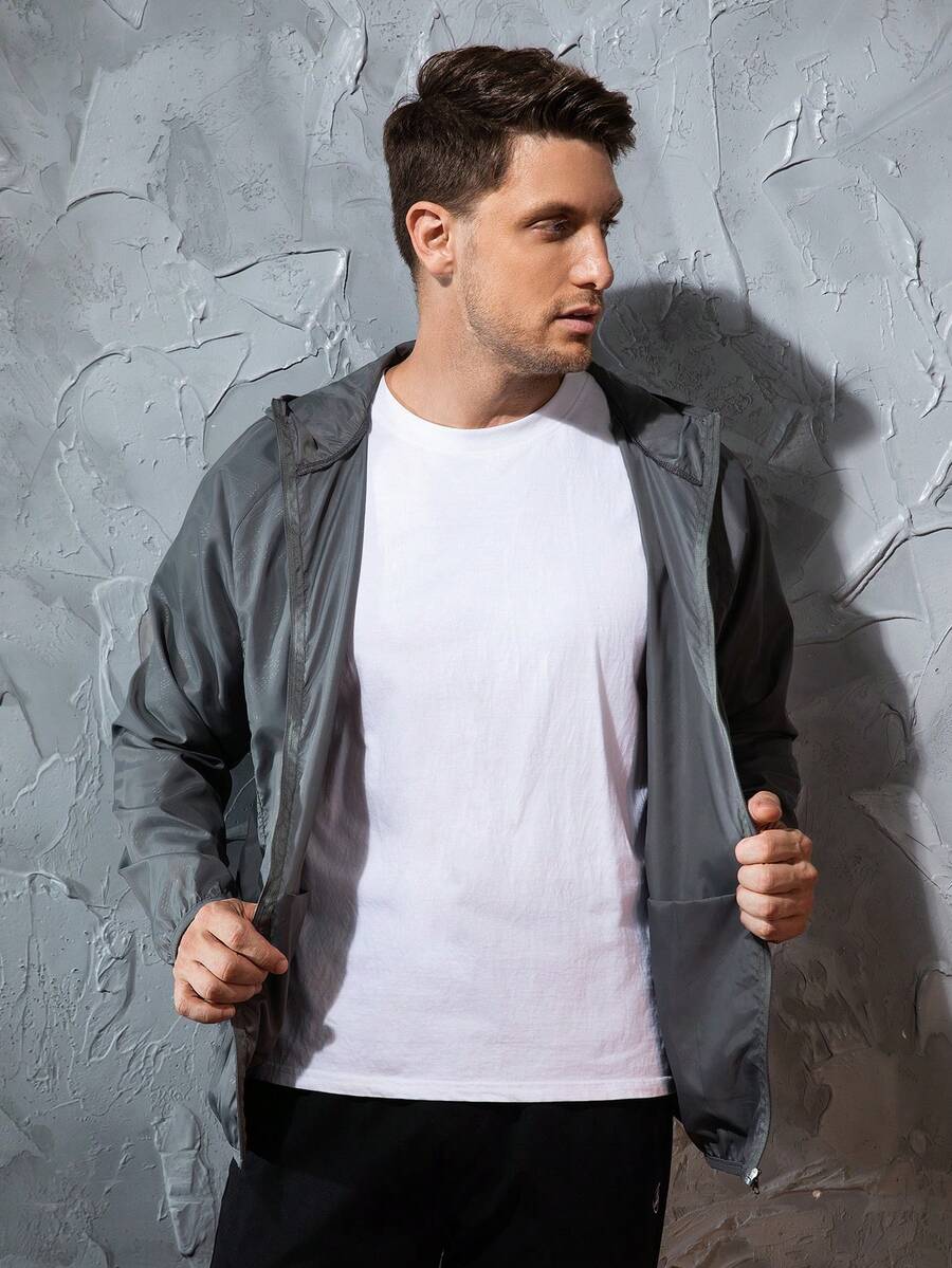 Men's Lightweight Jacket Outdoor Casual Windbreaker Waterproof Ultra-Light Solid Color Jacket Cycling Long Sleeve Coat