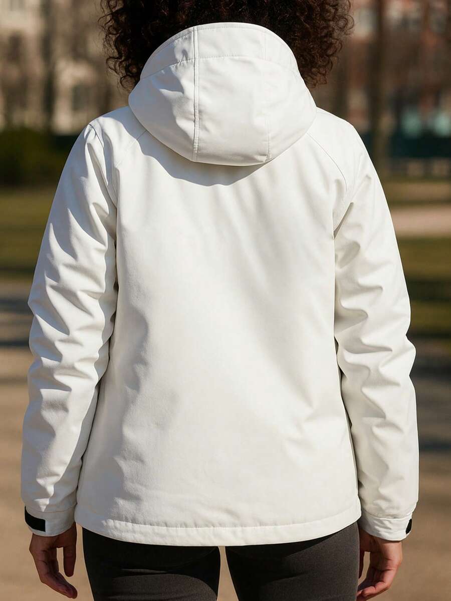 Women's Outdoor Waterproof Hooded Jacket - Warm Windproof Softshell Cargo Coat