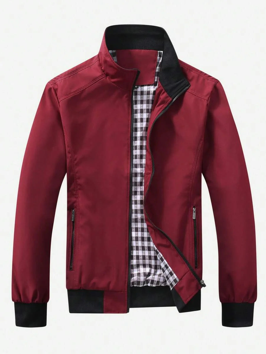 Manfinity Homme Loose Fit Men's Zip Pocket Long Sleeve Casual Outdoor Windbreaker Jacket, Outerwear Green Jacket, Fall