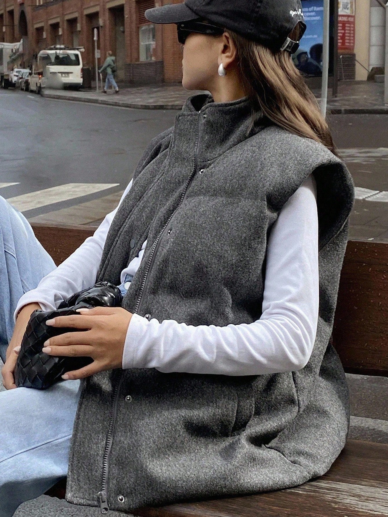 DAZY Women's  Vest Jacket, Unique Elegant Elegant, Stand Collar, Solid Color, Casual, Thickened, Autumn/Winter