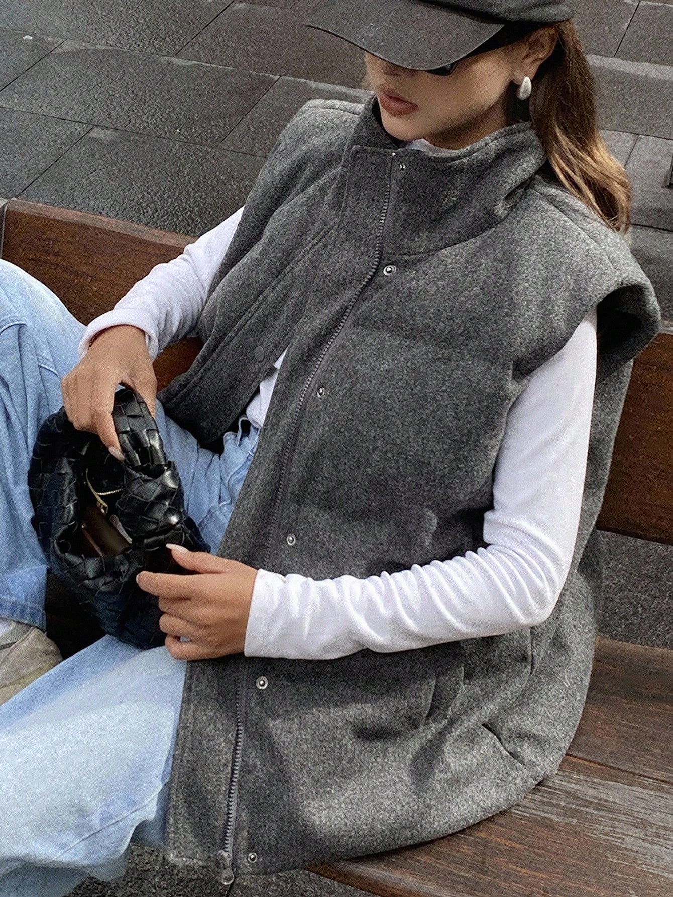 DAZY Women's  Vest Jacket, Unique Elegant Elegant, Stand Collar, Solid Color, Casual, Thickened, Autumn/Winter