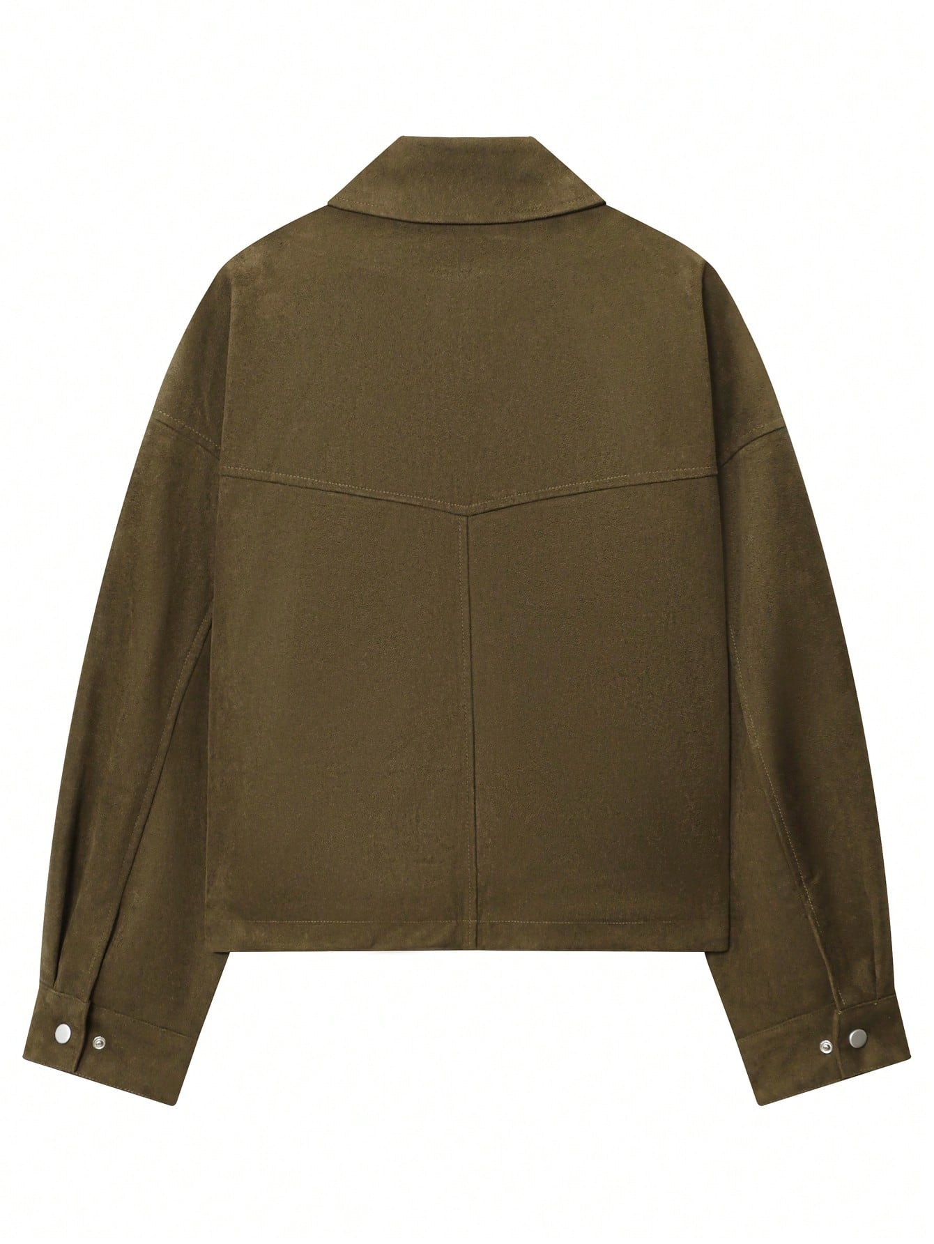 Cropped Women's Suede Bomber Jackets Fall Winter Coat Autumn Outfits Women Zip Up Long Sleeve Tops Crop Green Jacket Zipper Short Coats Winter Button Overcoat
