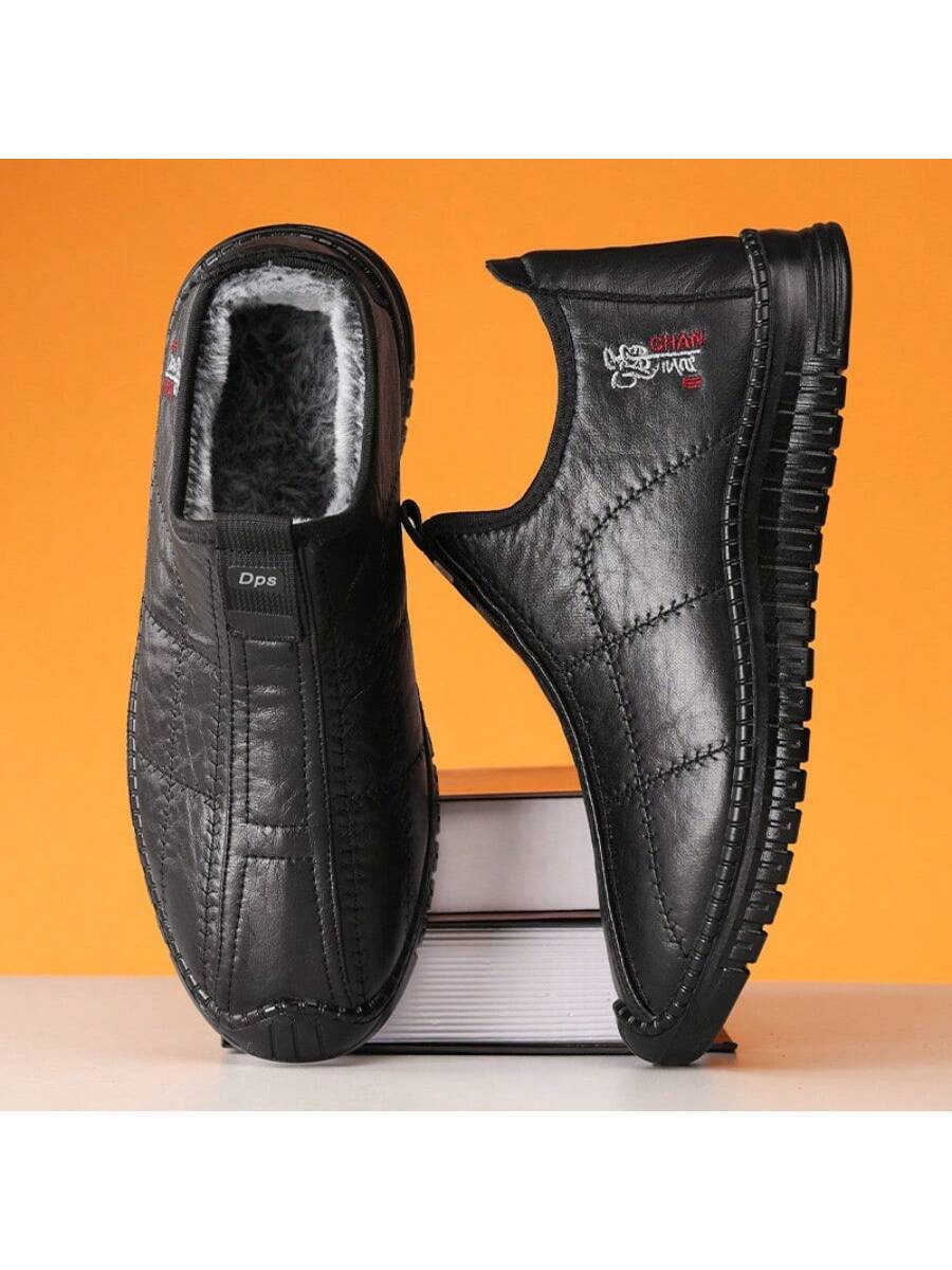 Men's Winter Versatile Cotton Shoes Large Size Leather Boots Cold-Proof And Warm Snow Boots Fleece Thickened Cotton Boots Men's Boots