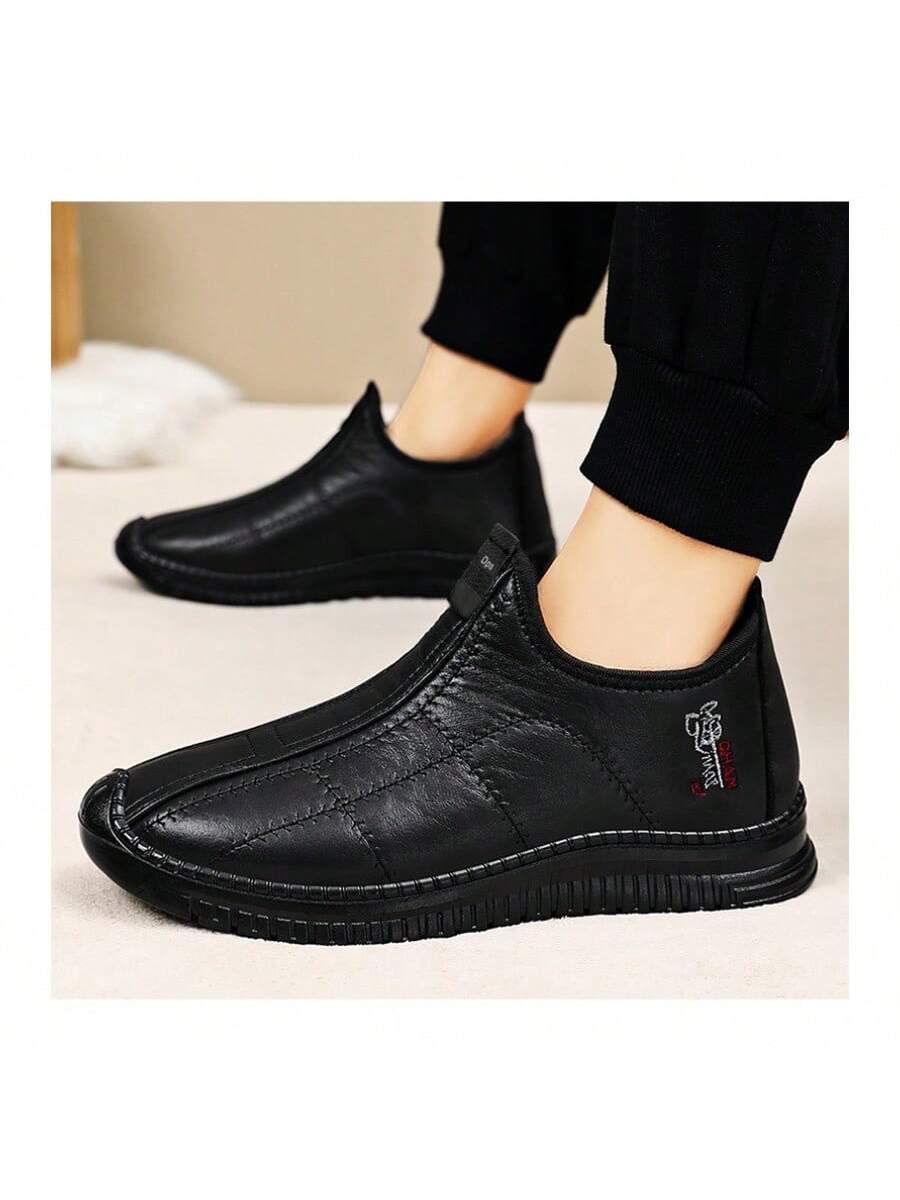 Men's Winter Versatile Cotton Shoes Large Size Leather Boots Cold-Proof And Warm Snow Boots Fleece Thickened Cotton Boots Men's Boots