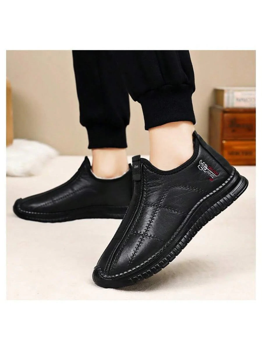 Men's Winter Versatile Cotton Shoes Large Size Leather Boots Cold-Proof And Warm Snow Boots Fleece Thickened Cotton Boots Men's Boots