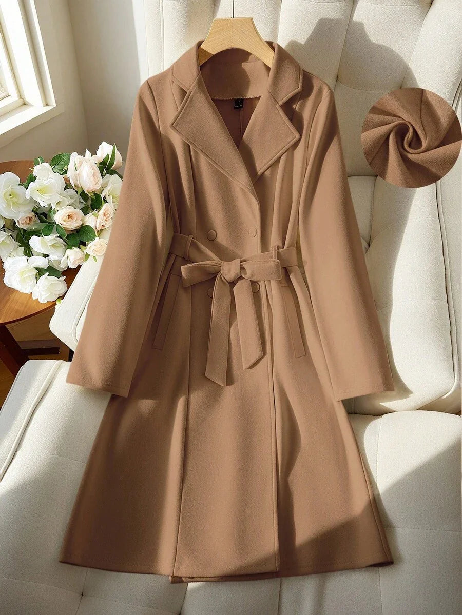 RosyDaze Women's Solid Color Faux Suede Double-Breasted Side Pocket Regular Jacket Fall Winter Cloth For Women