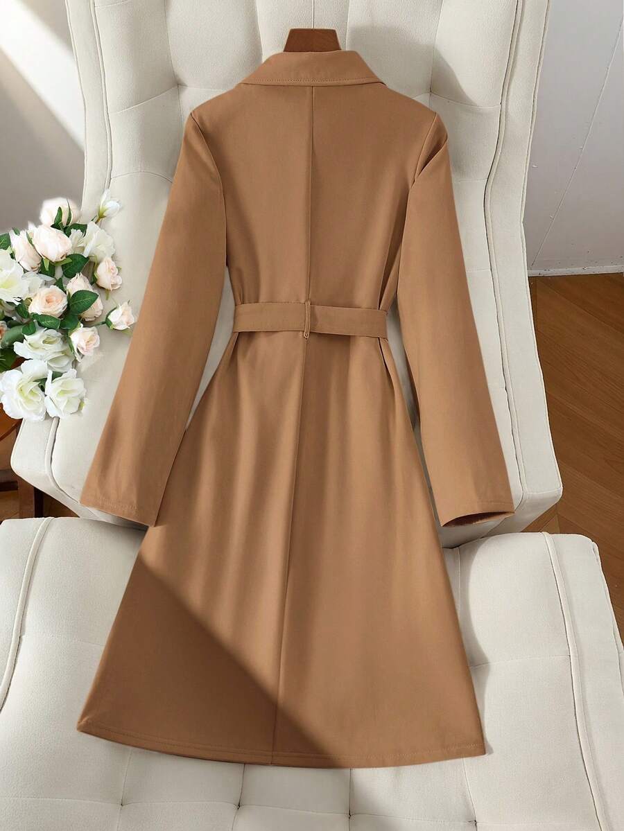 RosyDaze Women's Solid Color Faux Suede Double-Breasted Side Pocket Regular Jacket Fall Winter Cloth For Women