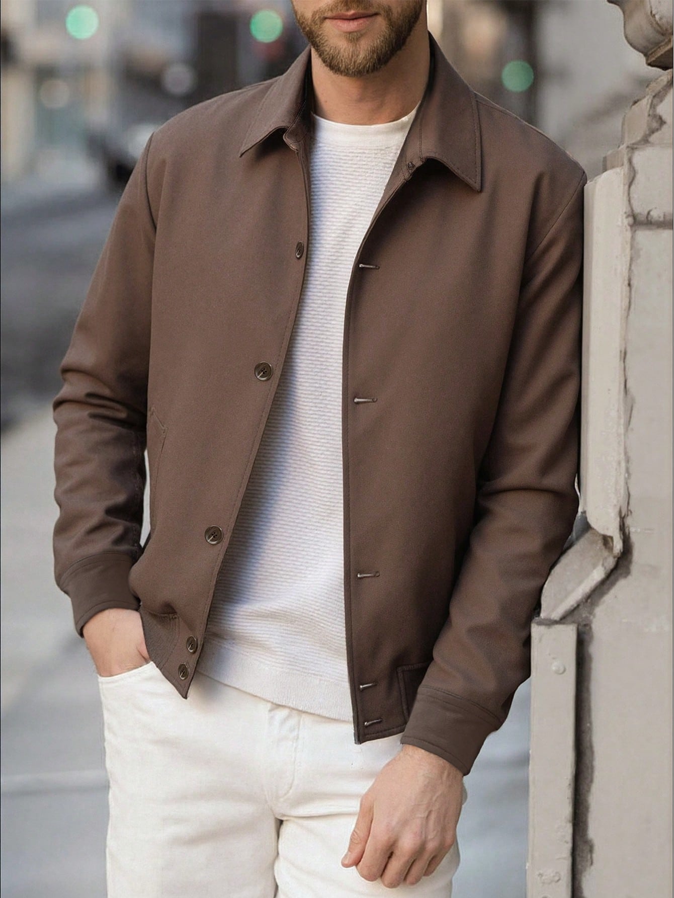 Men's Vintage Coin Pattern Jacket, Casual Urban Commute Outdoor Wear, Collared Shirt-Style Outerwear, Winter