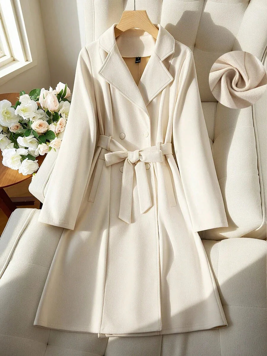 RosyDaze Women's Solid Color Faux Suede Double-Breasted Side Pocket Regular Jacket Fall Winter Cloth For Women