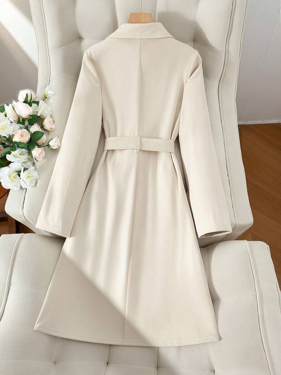 RosyDaze Women's Solid Color Faux Suede Double-Breasted Side Pocket Regular Jacket Fall Winter Cloth For Women