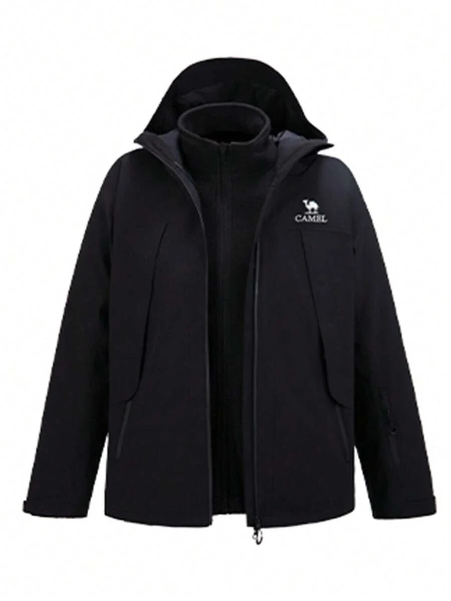 CAMEL CROWN Women's Outdoor Jacket With Detachable Windproof And Waterproof Fleece Warm Hiking And Mountaineering Jacket