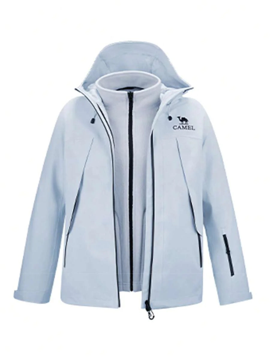 CAMEL CROWN Women's Outdoor Jacket With Detachable Windproof And Waterproof Fleece Warm Hiking And Mountaineering Jacket