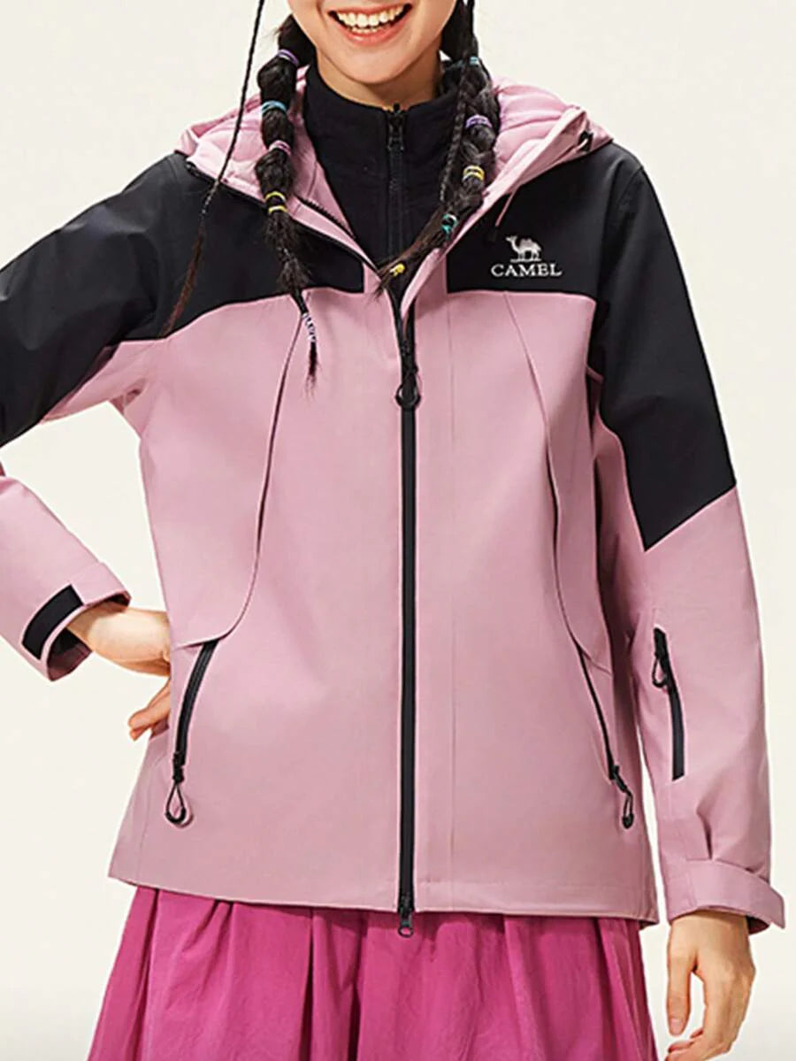 CAMEL CROWN Women's Outdoor Jacket With Detachable Windproof And Waterproof Fleece Warm Hiking And Mountaineering Jacket