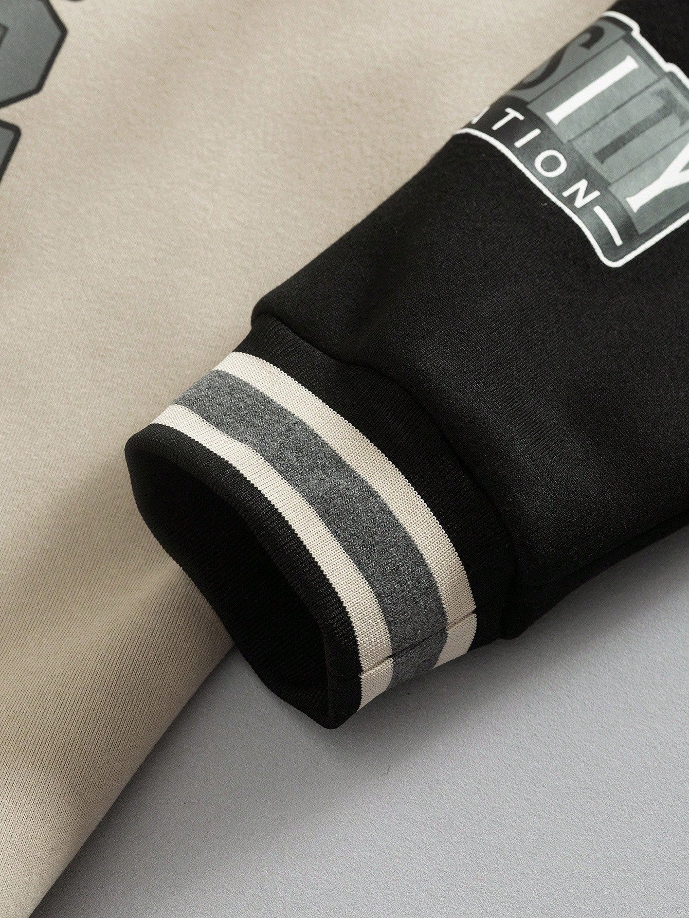 Manfinity EZcore Men's Fall Casual Colorblock Letter Graphic Baseball Fleece-Lined Jacket
