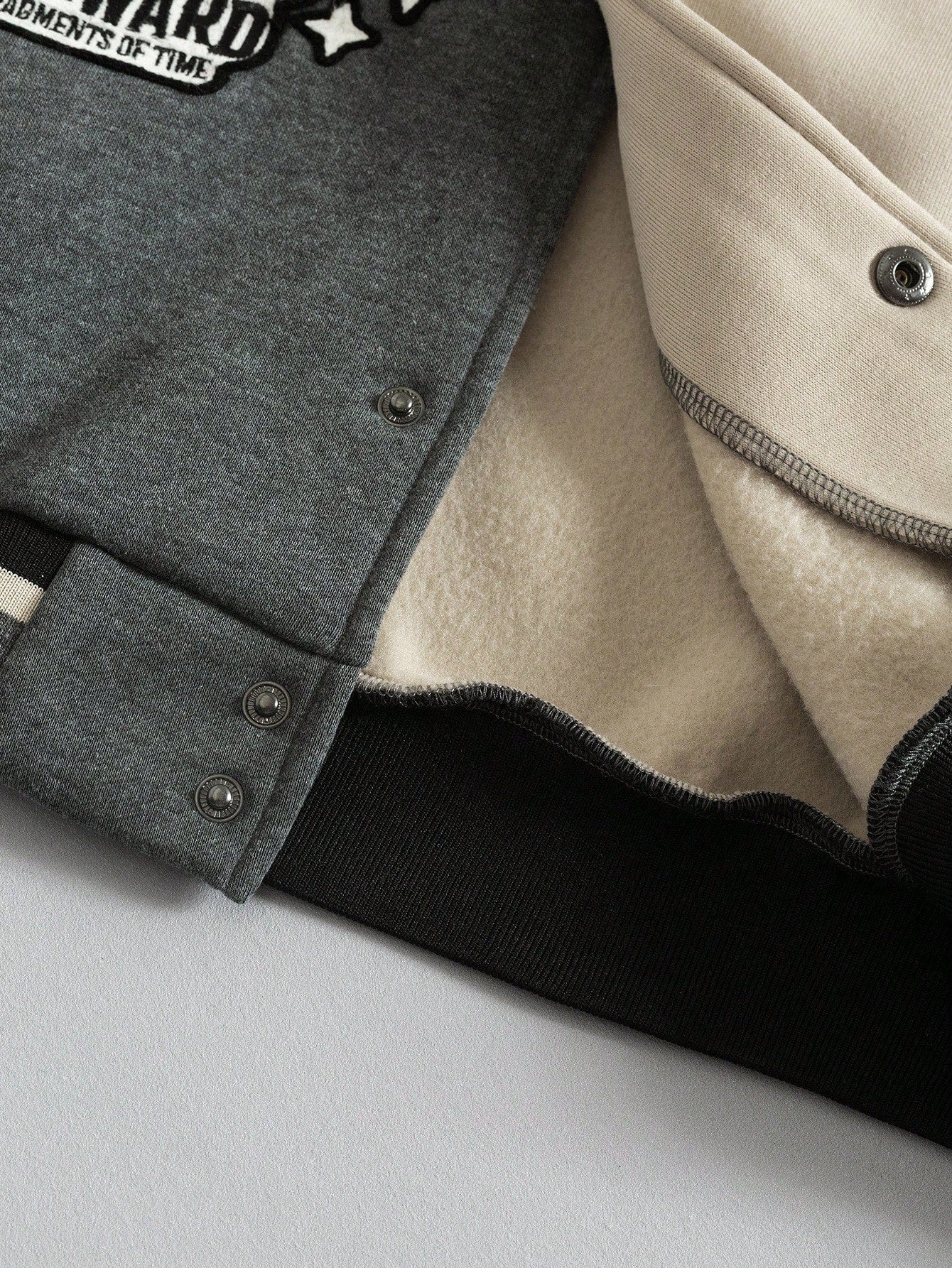 Manfinity EZcore Men's Fall Casual Colorblock Letter Graphic Baseball Fleece-Lined Jacket