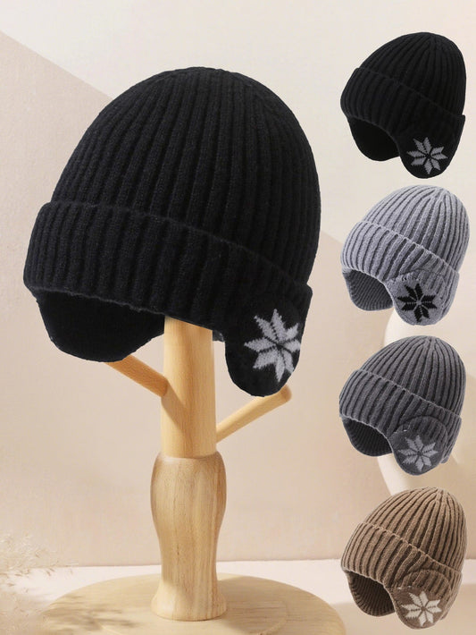 1pc Thickened Windproof And Cold-Proof Earmuffs For Winter, Men's Large Head Circumference Knitted Hat, Casual Style, Multi-Purpose, Simple Ski Hat, Suitable For Daily Warmth And Outdoor Skiing, Skating, Cycling, Running, Motorcycle Daily Wear, Unisex