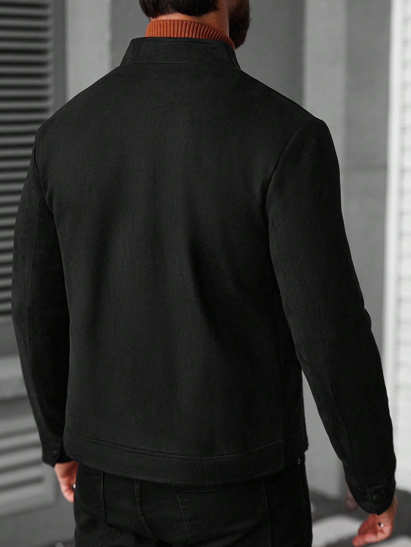 Manfinity Homme Men Halloween Zip Up Casual Suede Lightweight Jacket Fleece, Grunge