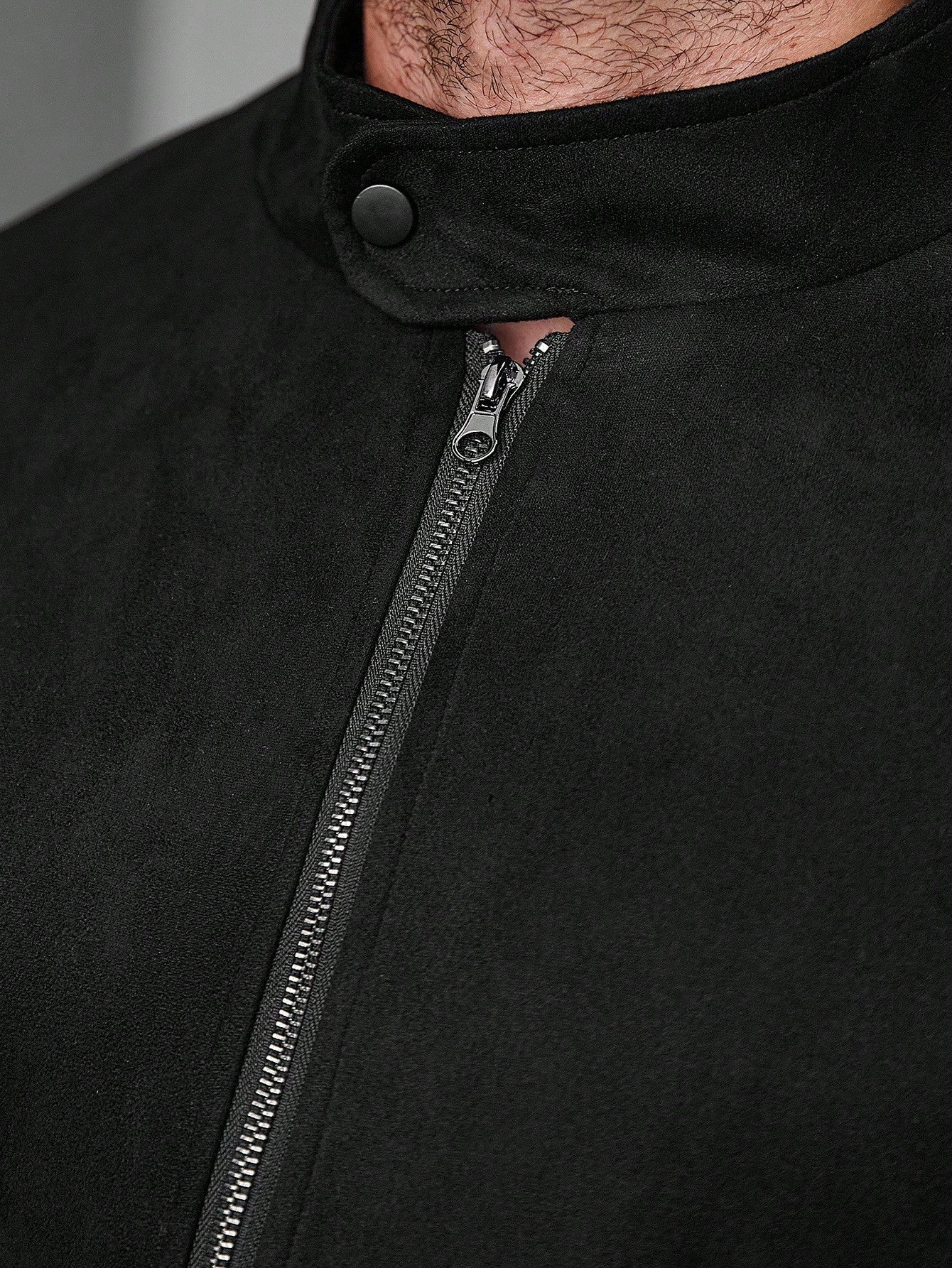 Manfinity Homme Men Halloween Zip Up Casual Suede Lightweight Jacket Fleece, Grunge