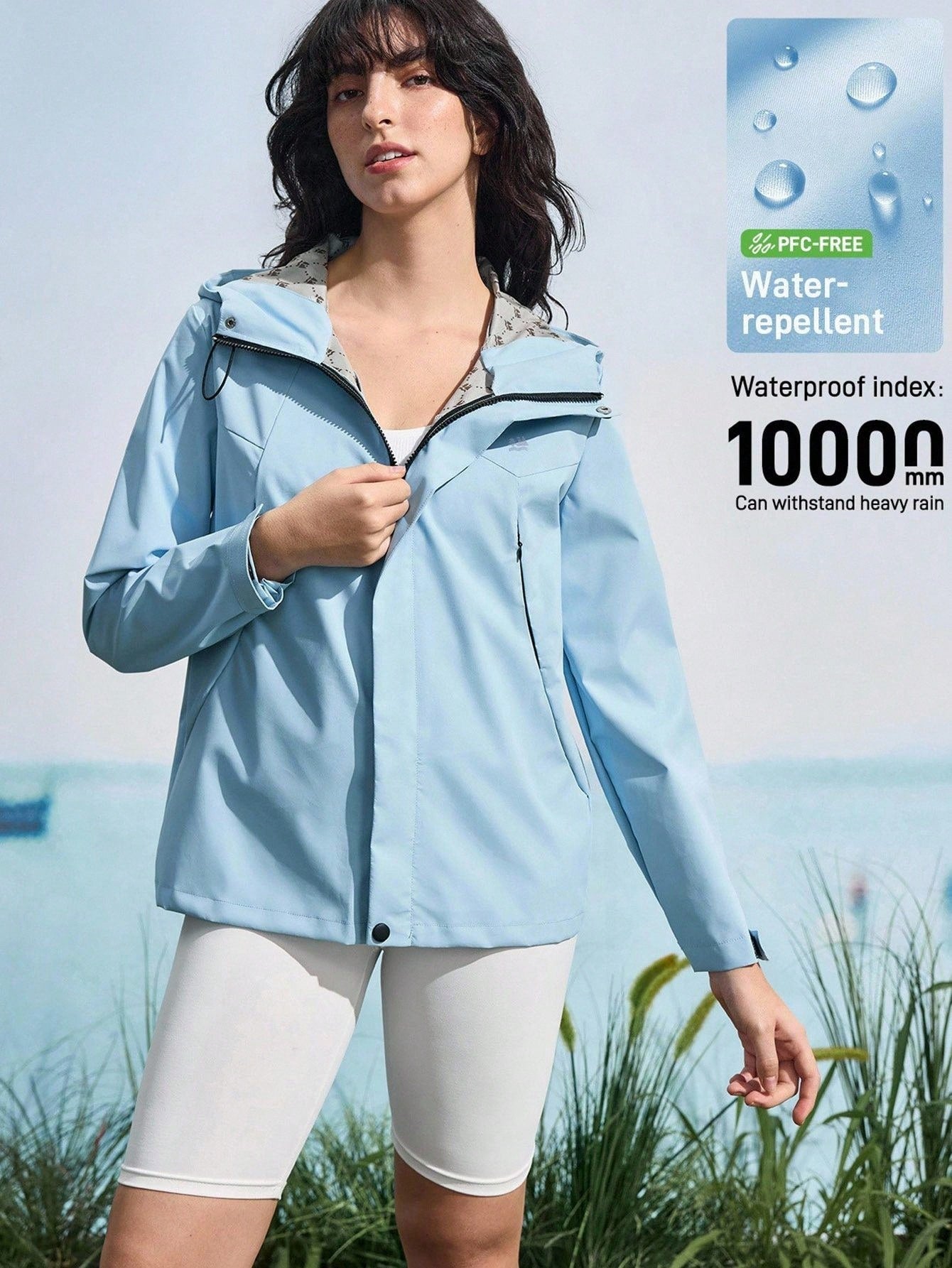 In My Nature Women's Drawstring Hooded Long Sleeve Casual Outdoor Jacket