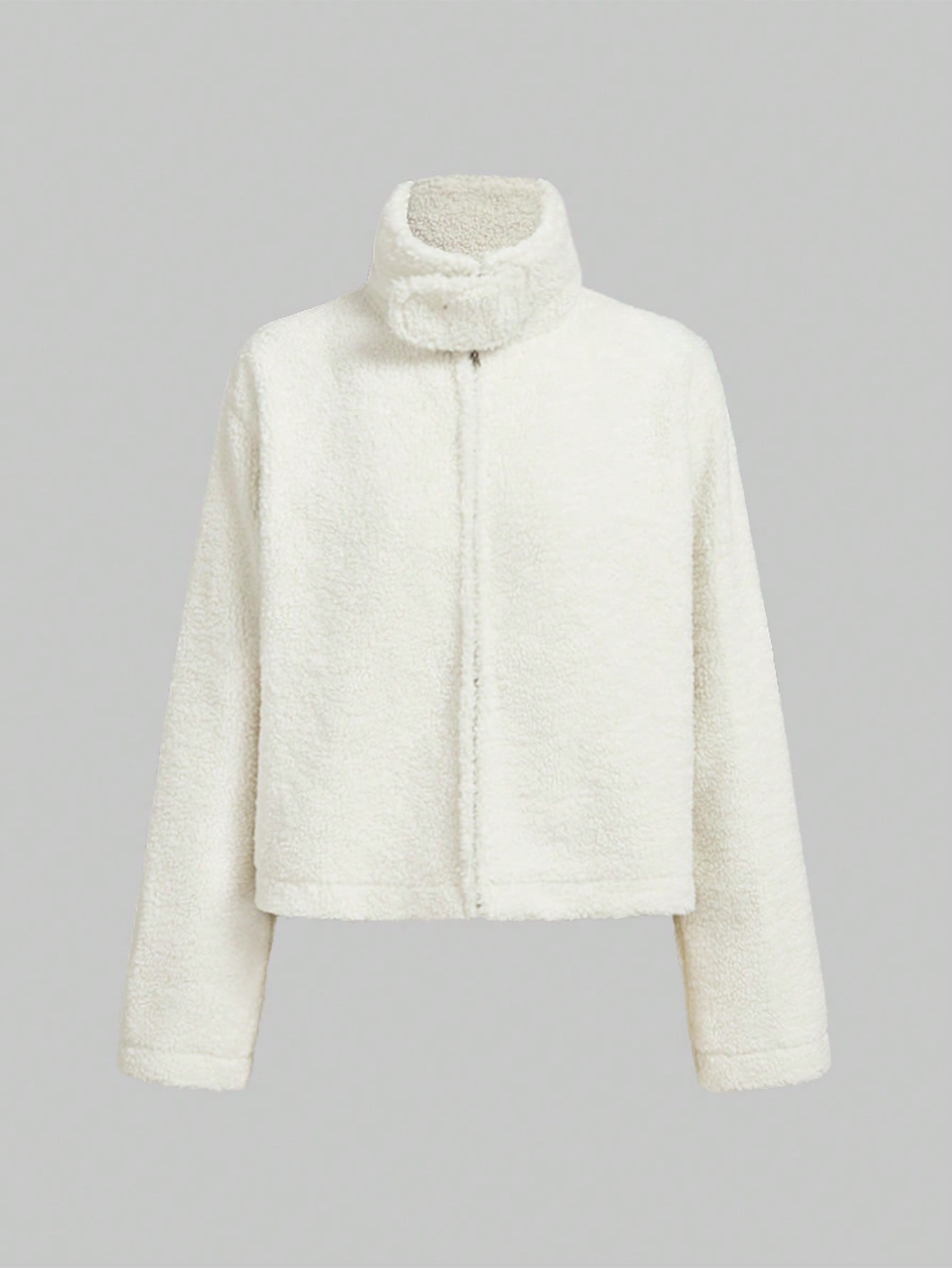 Simple Versatile Casual Commute Fashion Sports Outdoor Fleece Jacket Women, Solid Color Faux Wool Fabric Zipper Jacket, Casual College Travel Holiday Autumn/Winter Outerwear