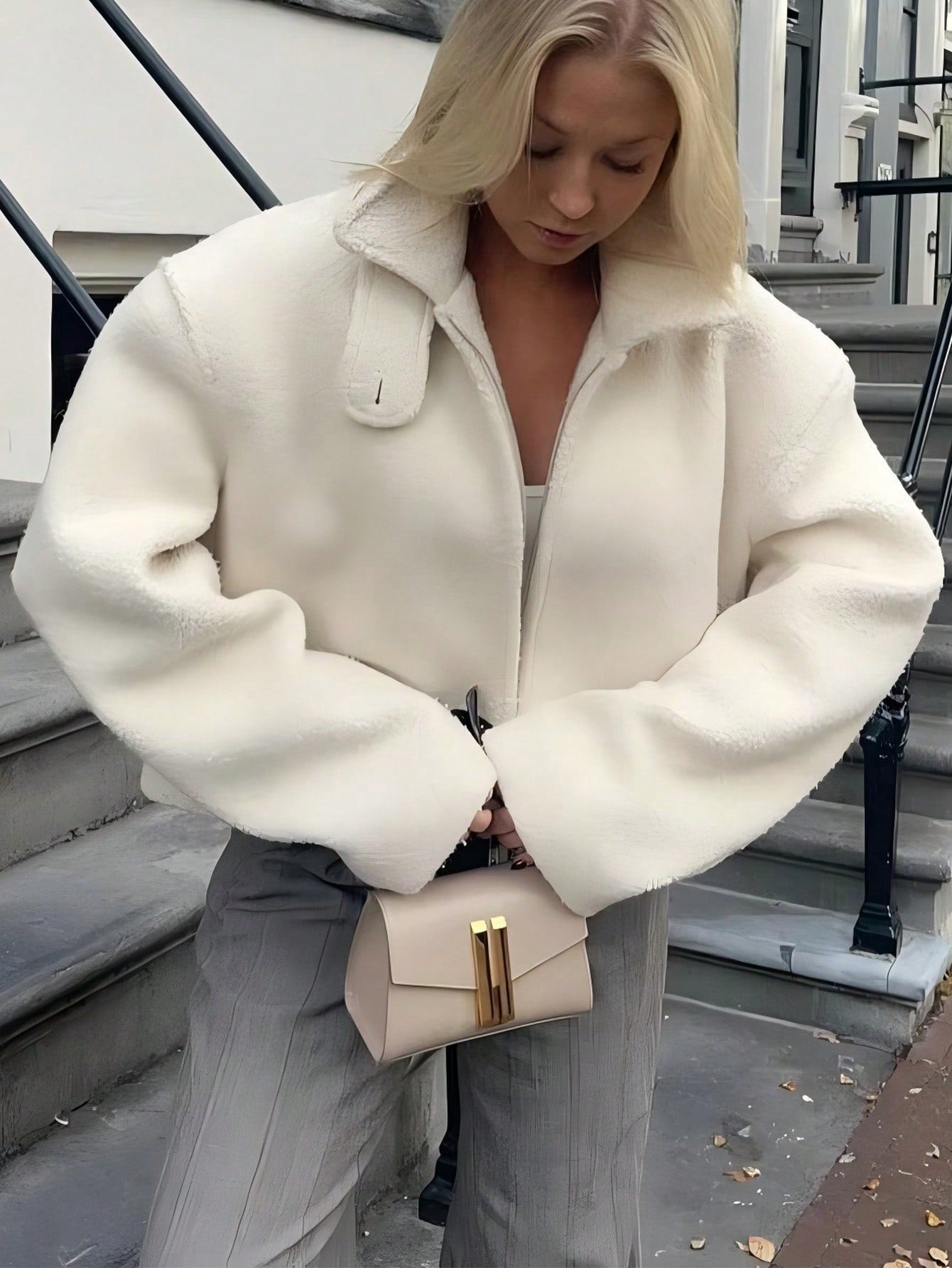 Simple Versatile Casual Commute Fashion Sports Outdoor Fleece Jacket Women, Solid Color Faux Wool Fabric Zipper Jacket, Casual College Travel Holiday Autumn/Winter Outerwear