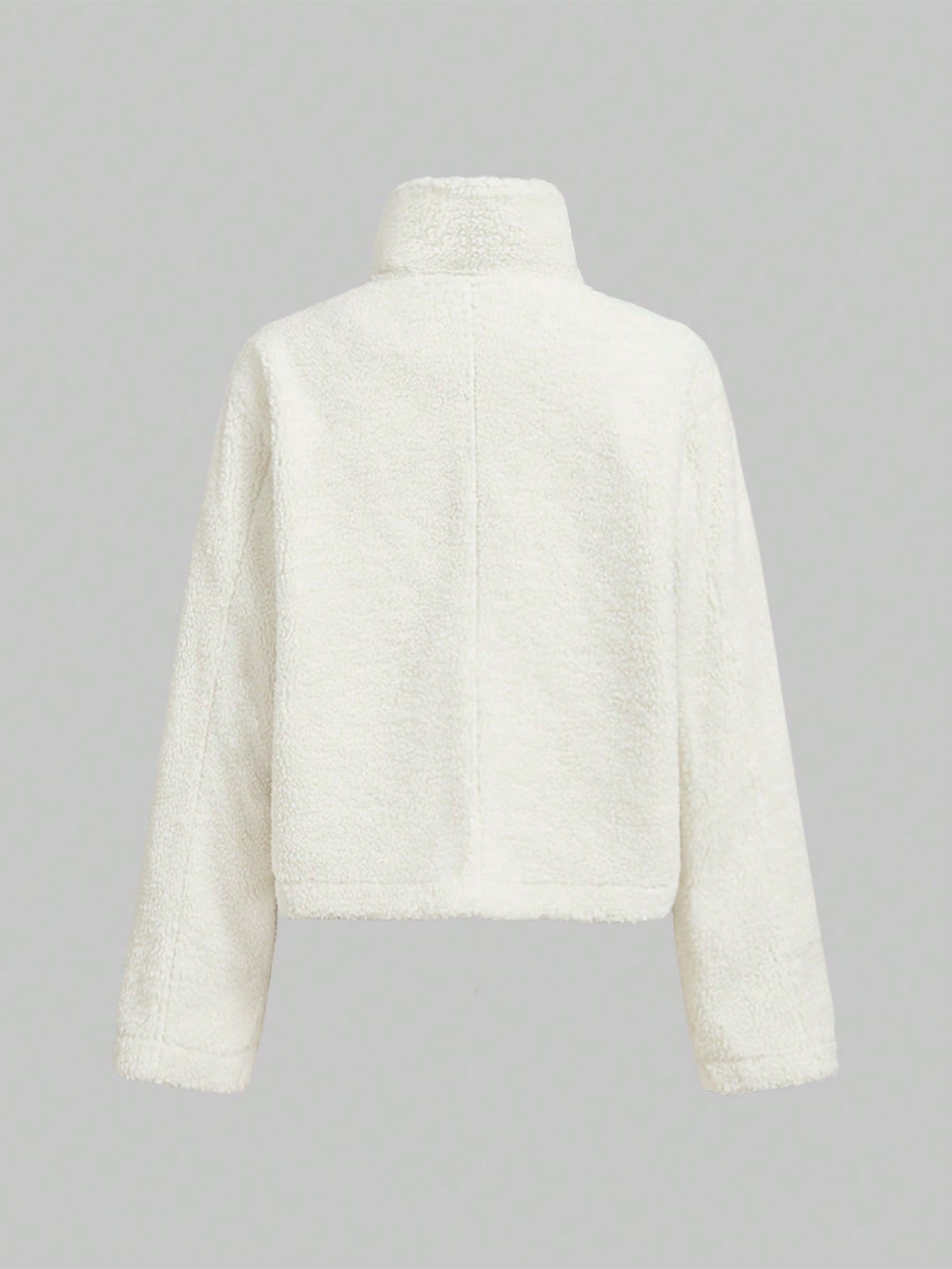 Simple Versatile Casual Commute Fashion Sports Outdoor Fleece Jacket Women, Solid Color Faux Wool Fabric Zipper Jacket, Casual College Travel Holiday Autumn/Winter Outerwear