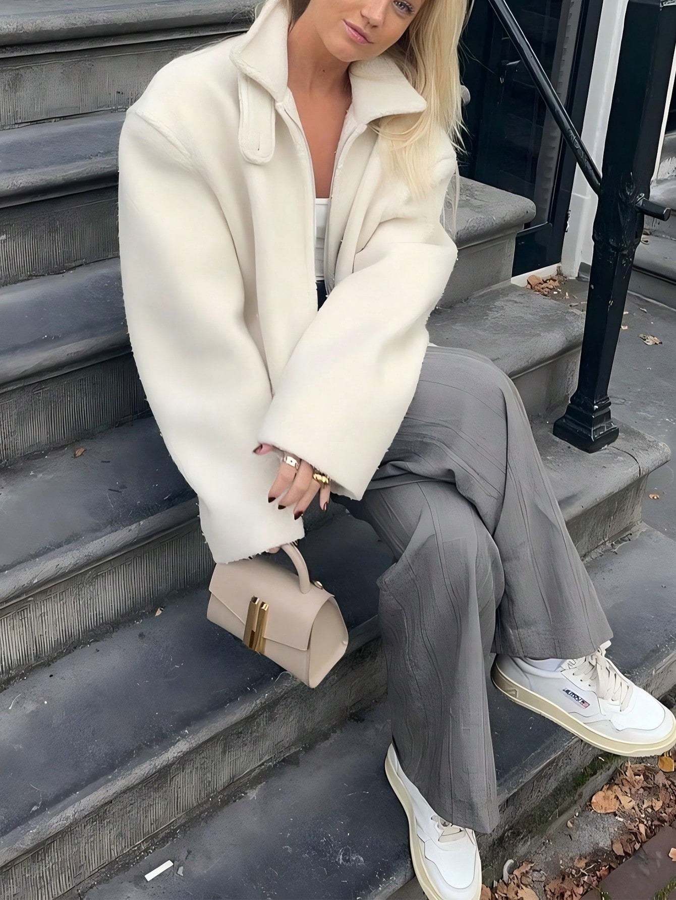 Simple Versatile Casual Commute Fashion Sports Outdoor Fleece Jacket Women, Solid Color Faux Wool Fabric Zipper Jacket, Casual College Travel Holiday Autumn/Winter Outerwear