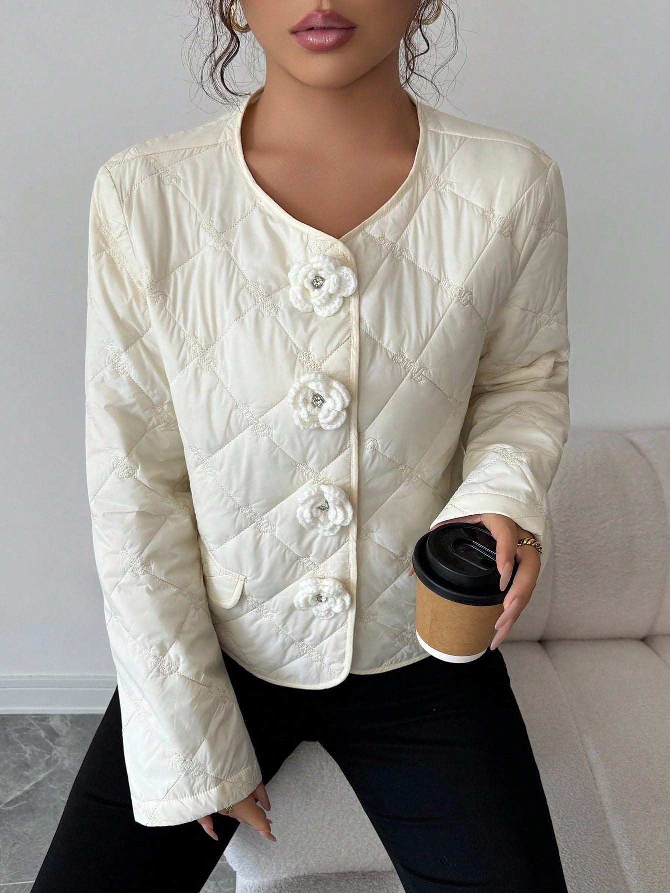 Elenzga Elegant And Vacation-Style Cotton-Padded Jacket For Ladies In Autumn And Winter