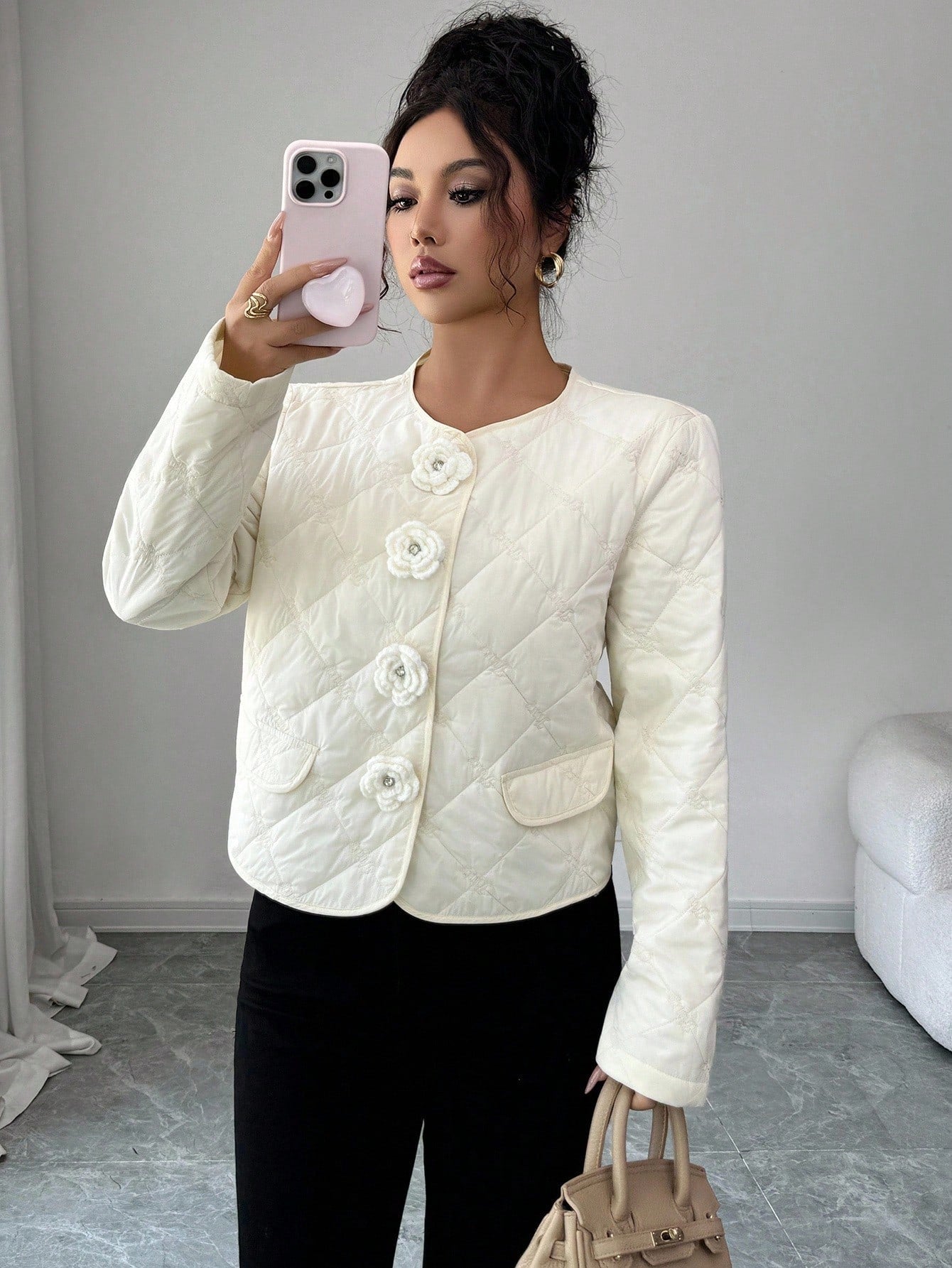 Elenzga Elegant And Vacation-Style Cotton-Padded Jacket For Ladies In Autumn And Winter