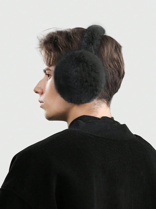 1 Piece Men's Fashion Plush Solid Color Earmuffs Winter Outdoor Cycling Cold And Anti-Freeze Earmuffs Thick Earmuffs Warm Earphones Earmuffs Suitable For Winter Matching