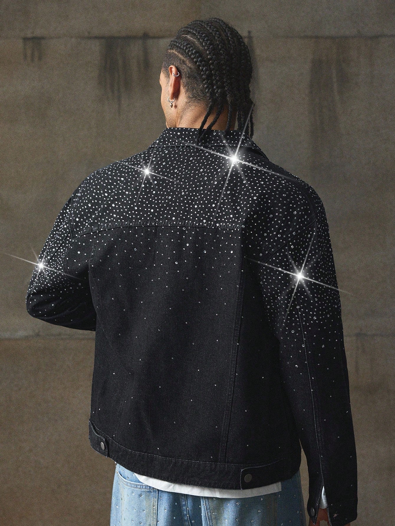 AXEPEAK Men's Fashionable Shiny Front Button Casual Versatile Short Denim Jacket