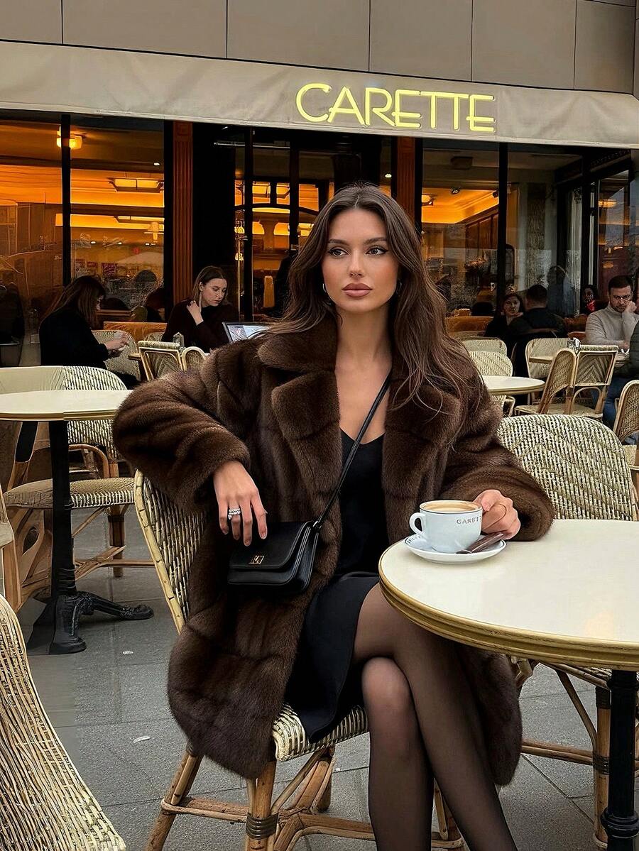 2025 Winter New Women Faux Elegant Fur Jacket Coat, Casual Vintage Loose Long Sleeve Lapel Ladies Fake Fur Outerwear