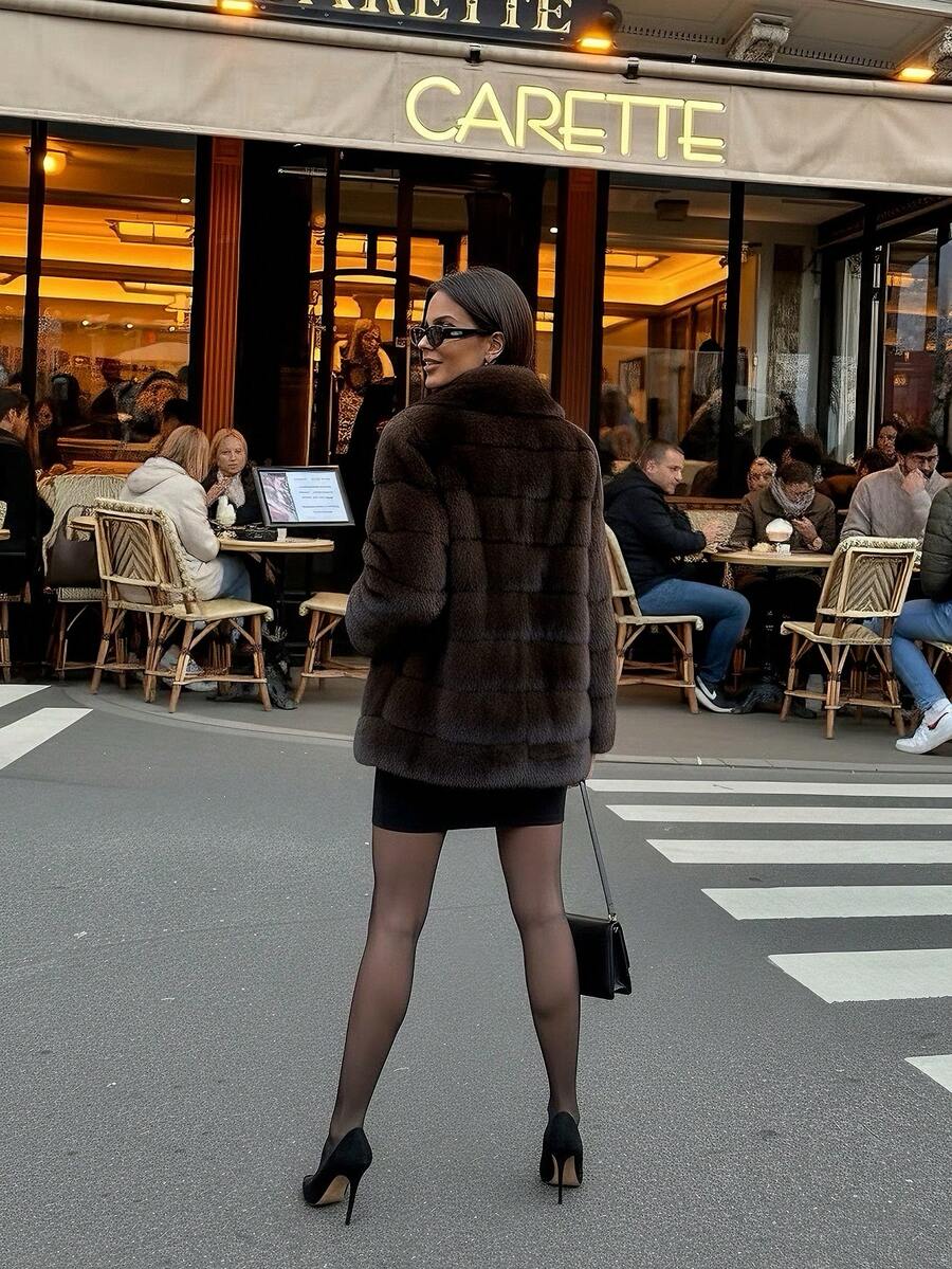 2025 Winter New Women Faux Elegant Fur Jacket Coat, Casual Vintage Loose Long Sleeve Lapel Ladies Fake Fur Outerwear