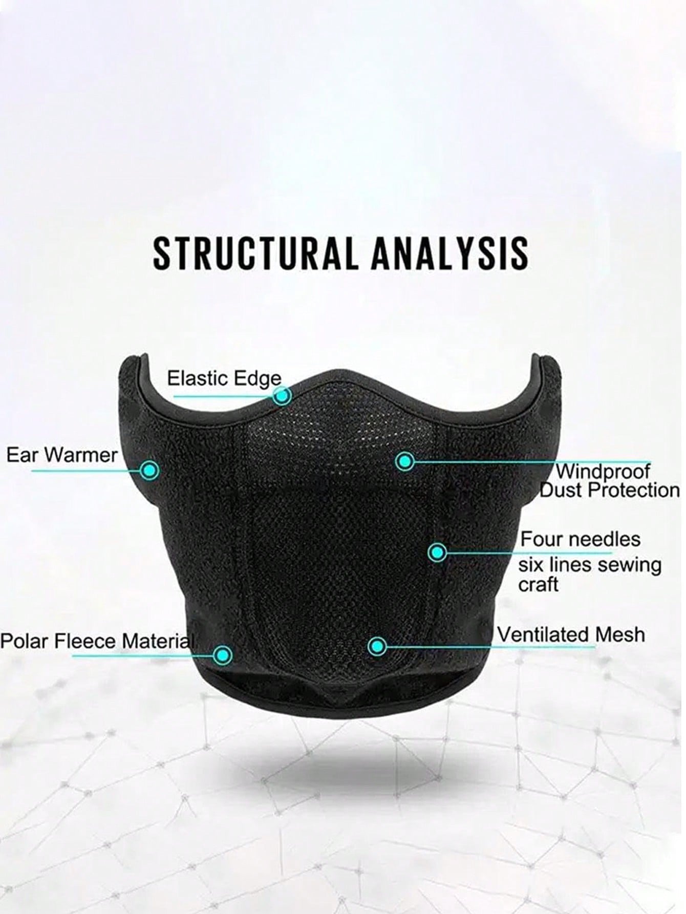 2/1PC Men Motorcycle Cycling Cold-Proof Earmuffs Fleece Knitted Face Mask Half Face Outdoor Sports Breathable Mask Winter Warm Windproof For Skiing Mask Earmuffs Unisex