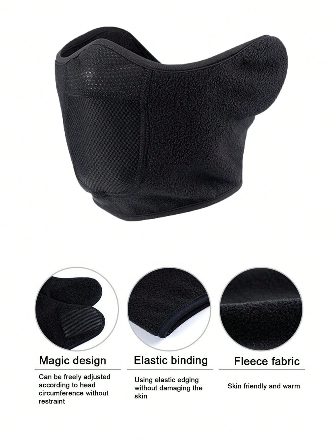 2/1PC Men Motorcycle Cycling Cold-Proof Earmuffs Fleece Knitted Face Mask Half Face Outdoor Sports Breathable Mask Winter Warm Windproof For Skiing Mask Earmuffs Unisex